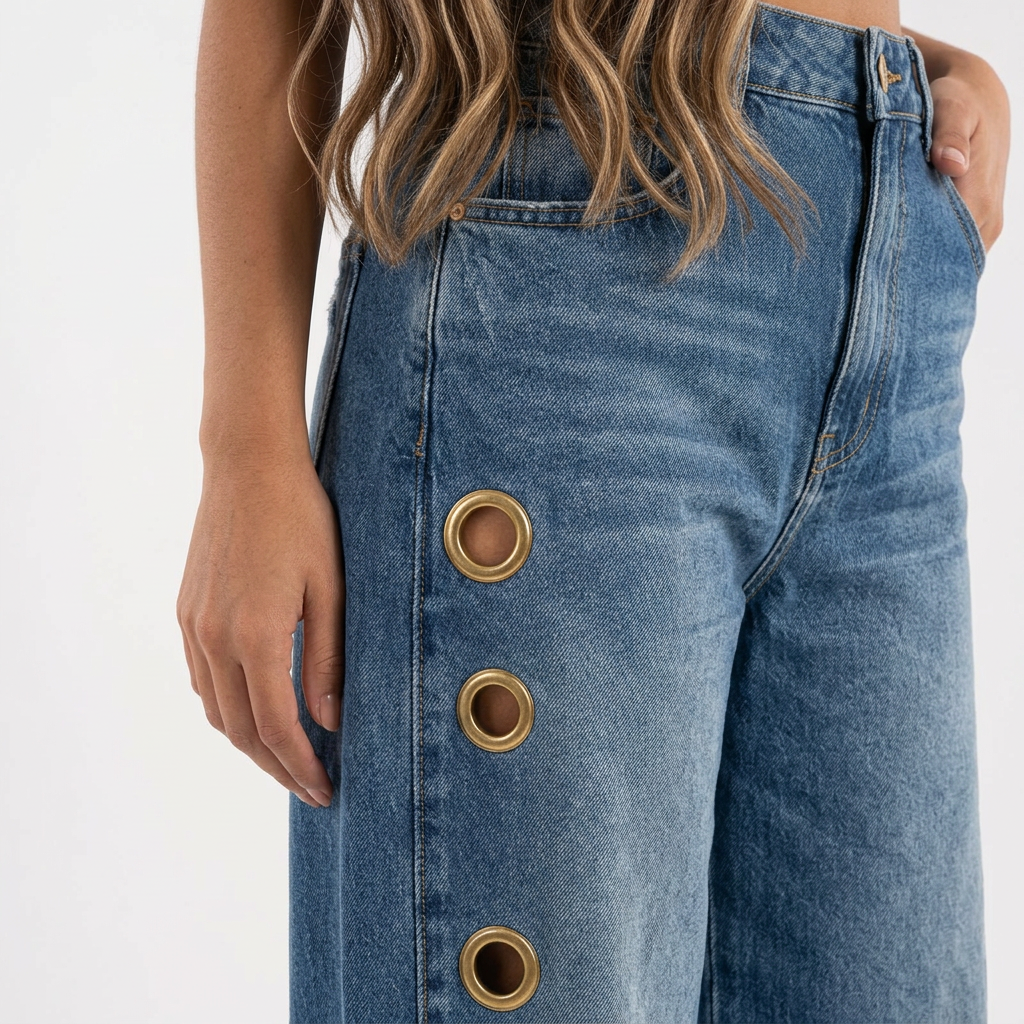 Gaia | Pantalón baggy con ojales metálicos