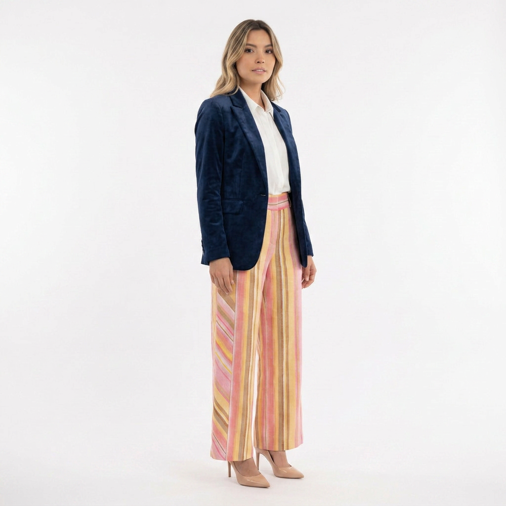Mirella | Pantalón palazzo de rayas multicolor
