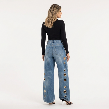 Gaia | Pantalón baggy con ojales metálicos