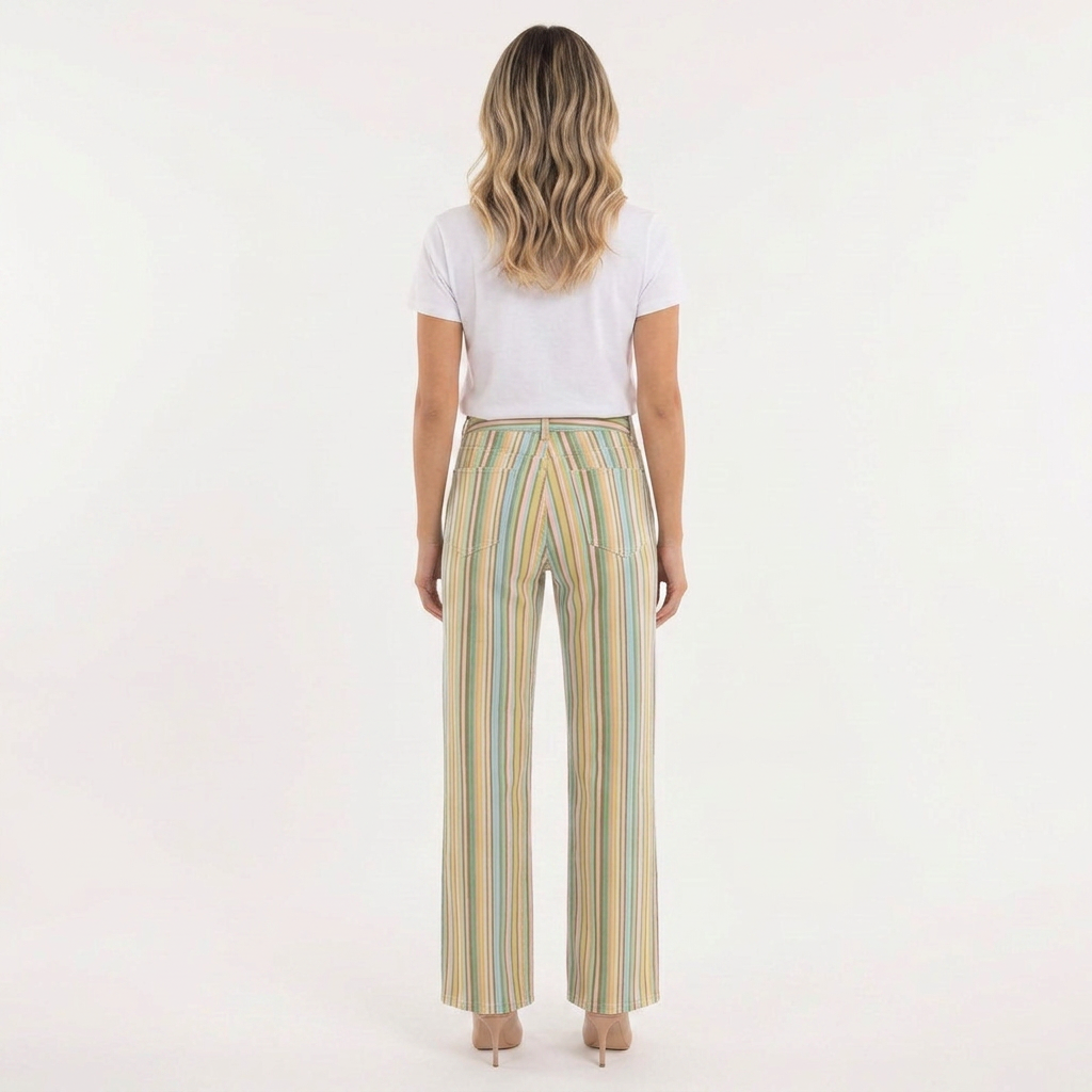 Serena | Pantalón recto de rayas multicolor