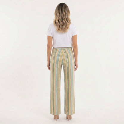 Serena | Pantalón recto de rayas multicolor
