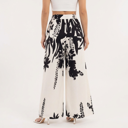 Fiorella | Pantalón palazzo floral de cintura alta