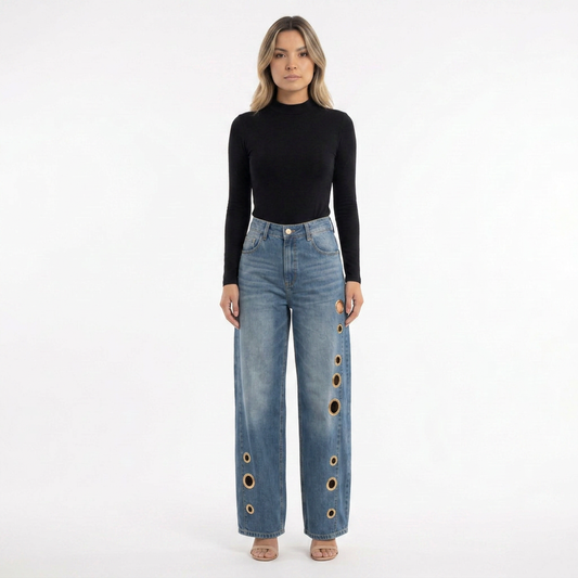 Gaia | Pantalón baggy con ojales metálicos