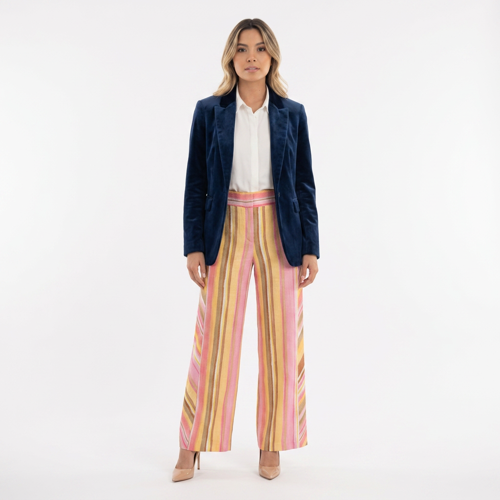 Mirella | Pantalón palazzo de rayas multicolor
