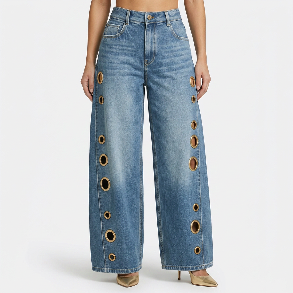 Gaia | Pantalón baggy con ojales metálicos