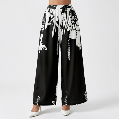 Fiorella | Pantalón palazzo floral de cintura alta
