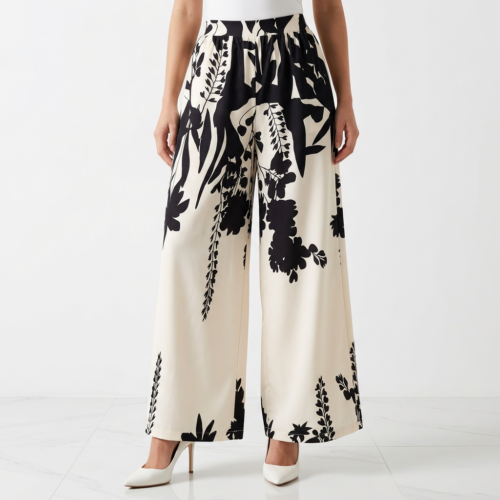 Fiorella | Pantalón palazzo floral de cintura alta