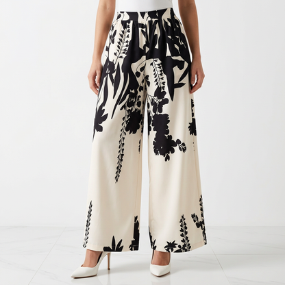 Fiorella | Pantalón palazzo floral de cintura alta