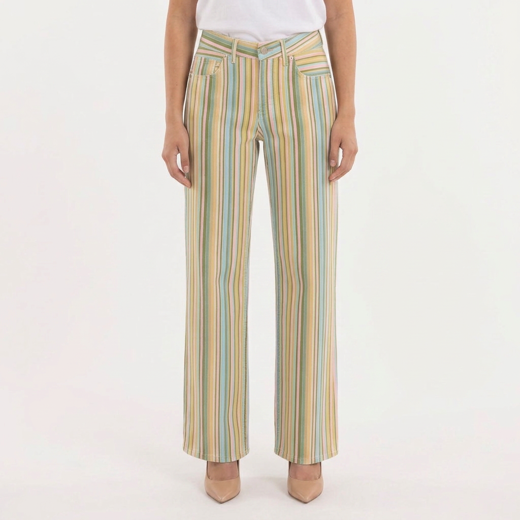 Serena | Pantalón recto de rayas multicolor