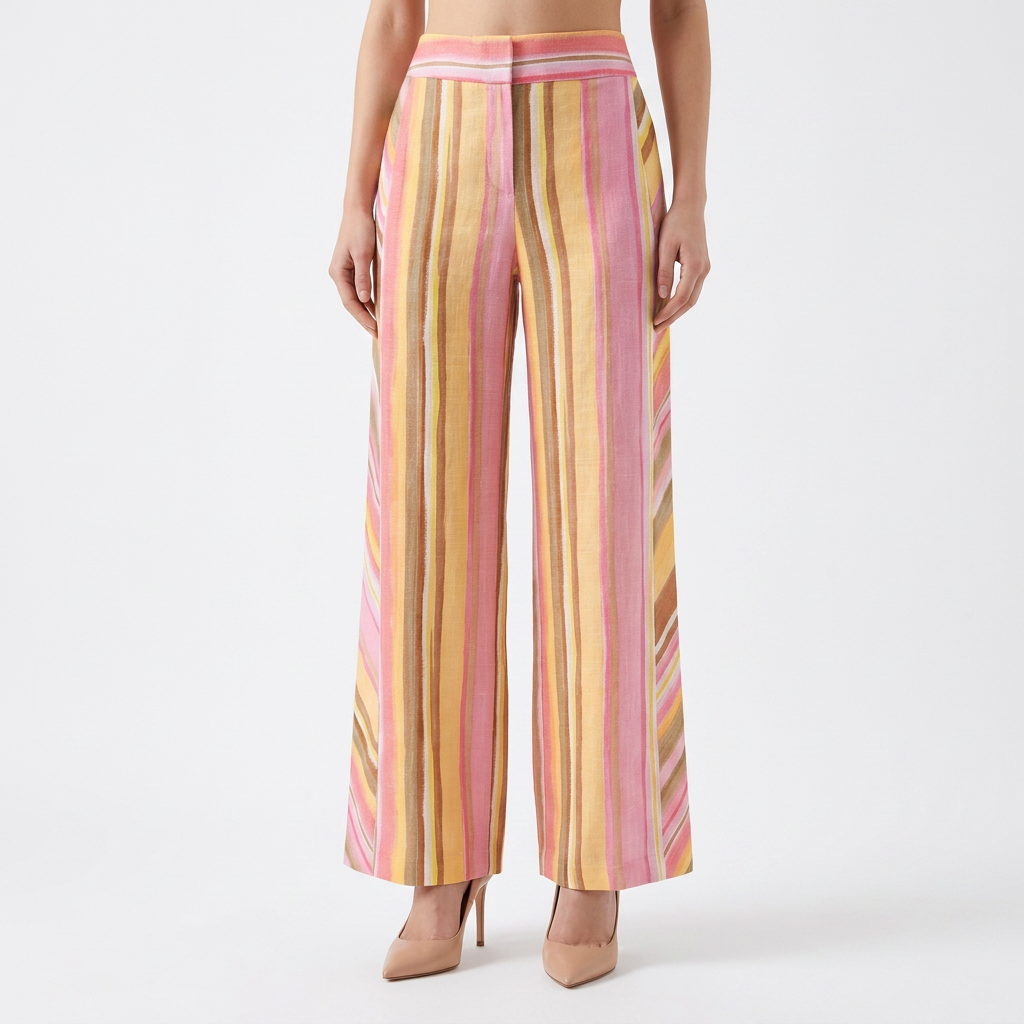 Mirella | Pantalón palazzo de rayas multicolor