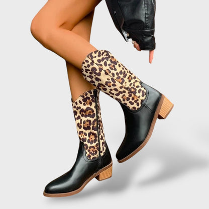 Savannah | Botas cowboy de leopardo con plataforma