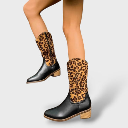 Savannah | Botas cowboy de leopardo con plataforma