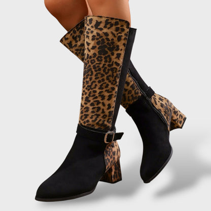 Savannah | Botas altas de leopardo con hebilla