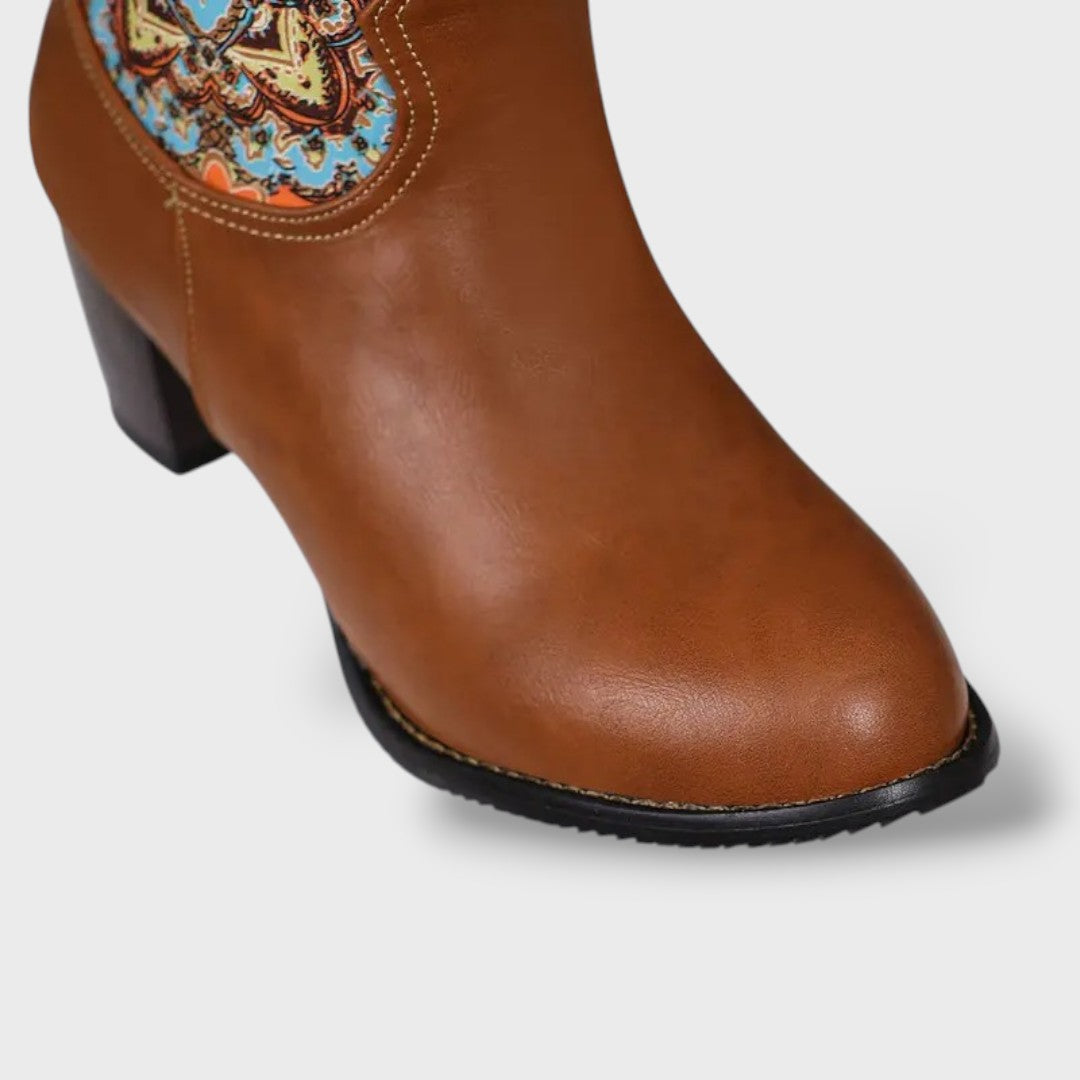 Fiore | Botas altas florales con tacón cuadrado