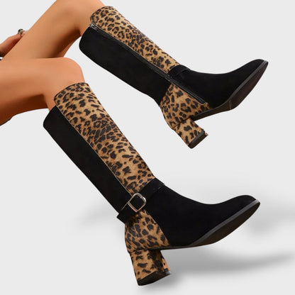 Savannah | Botas altas de leopardo con hebilla