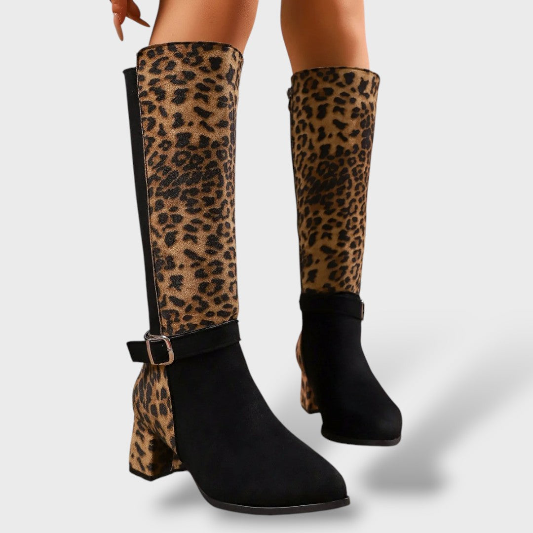 Savannah | Botas altas de leopardo con hebilla