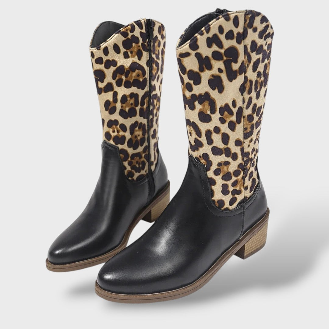 Savannah | Botas cowboy de leopardo con plataforma