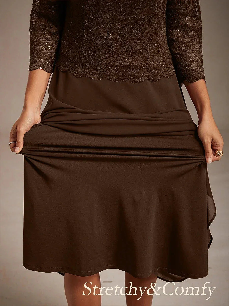 Claudia | Vestido midi de encaje con manga tres cuartos