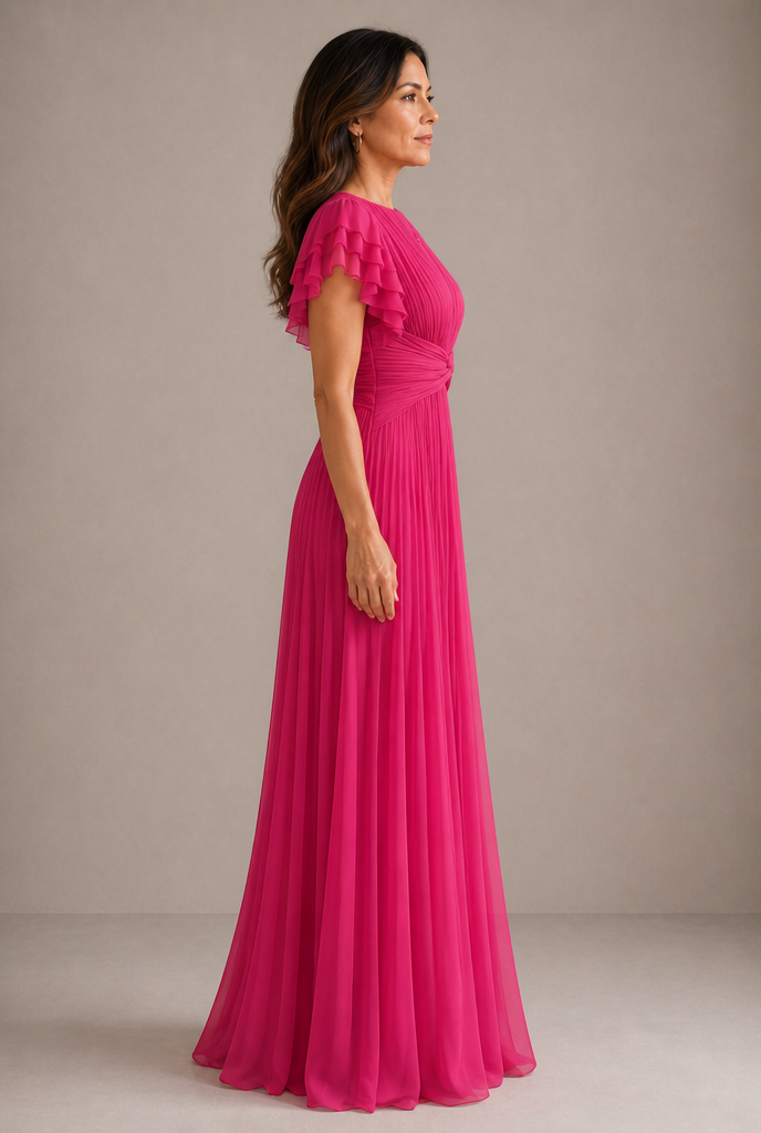 Abigail | Vestido de noche plisado — vista de perfil