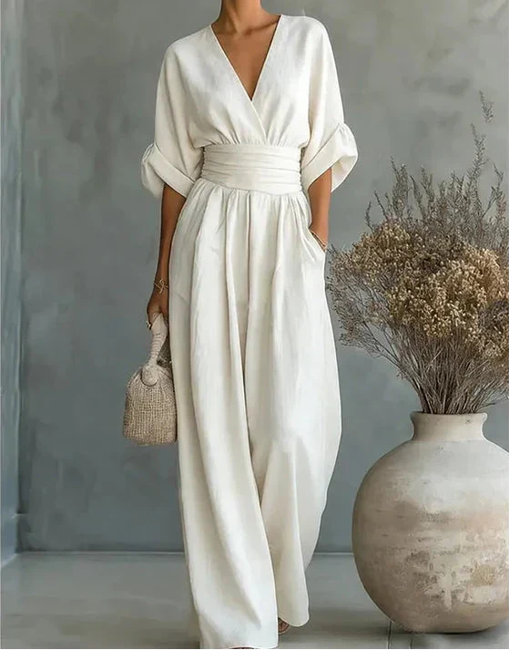 Daniela | Mono elegante de escote en V y pierna ancha